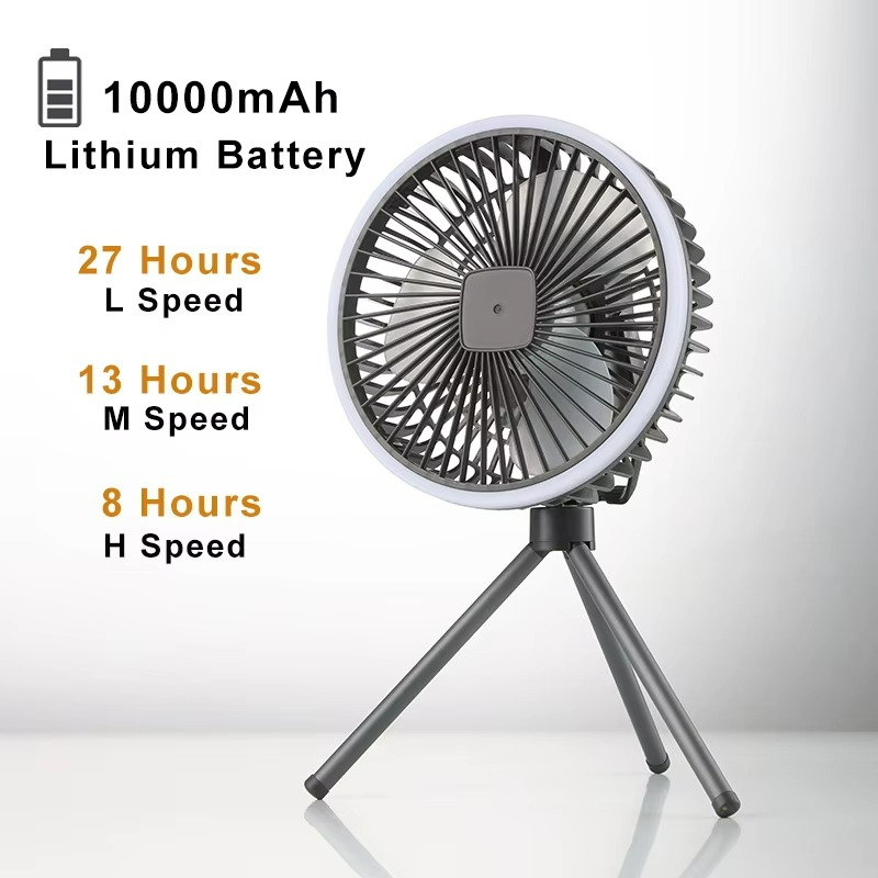 Ventilateur Portable Rechargeable avec LED | Circulation d'Air et Éclairage Pratique
