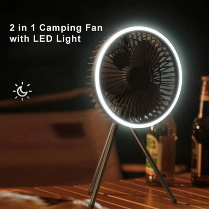 Ventilateur Portable Rechargeable avec LED | Circulation d'Air et Éclairage Pratique