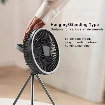 Ventilateur Portable Rechargeable avec LED | Circulation d'Air et Éclairage Pratique