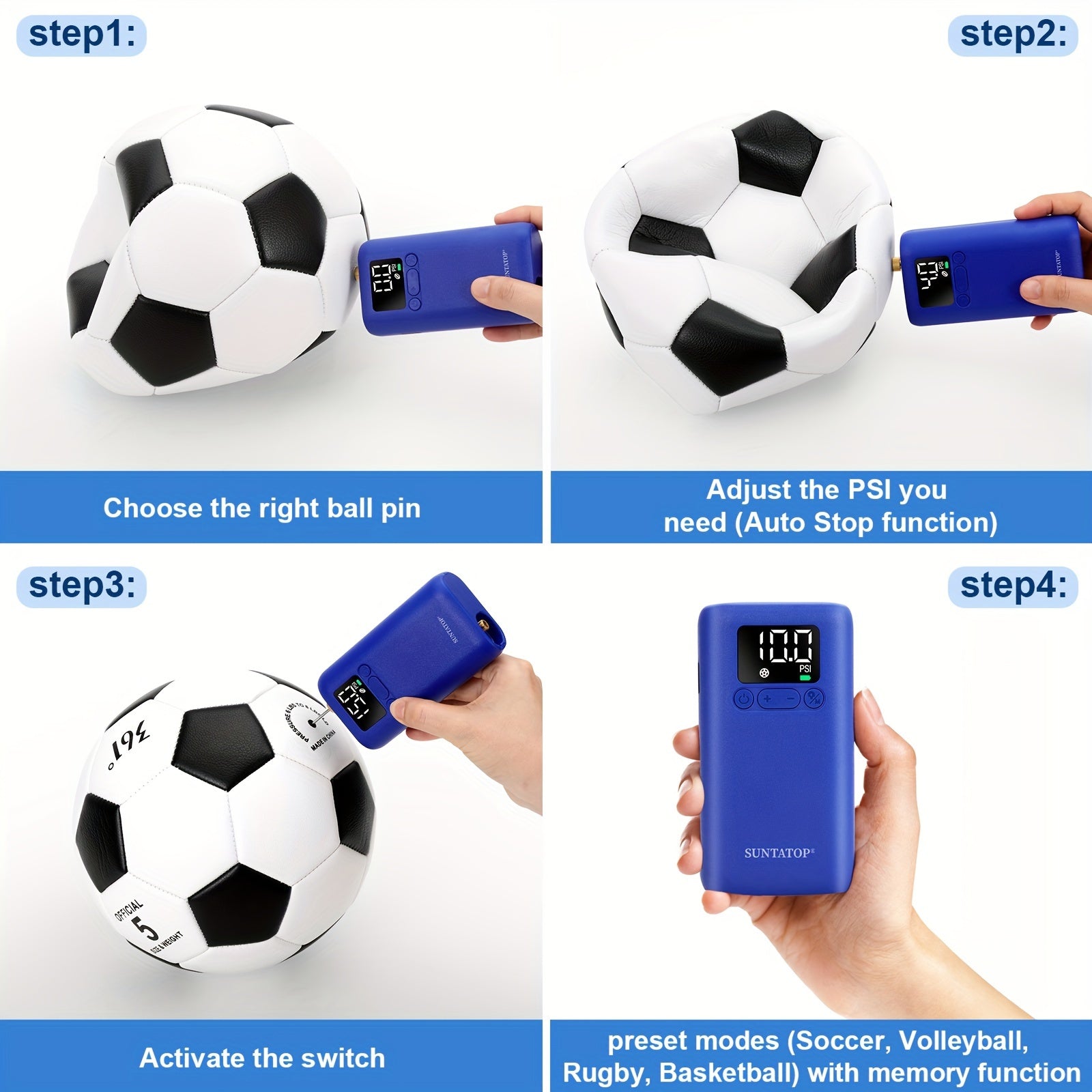 Pompe à Ballon Électrique Automatique | Gonflage Rapide avec Lumière LED