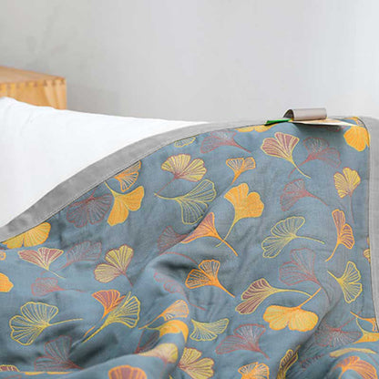 Linge de Lit en Coton Doux | Motif de Feuilles Élégant et Réversible