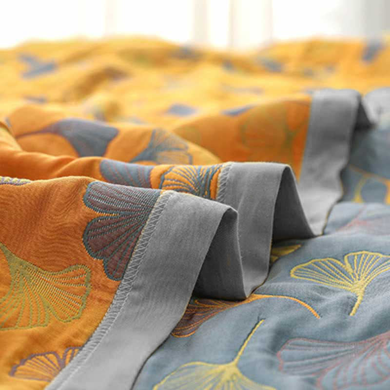 Linge de Lit en Coton Doux | Motif de Feuilles Élégant et Réversible