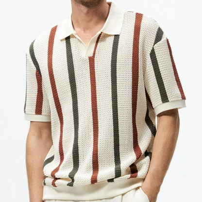 Polo Rayé Confortable pour Hommes | Style Polyvalent et Ample