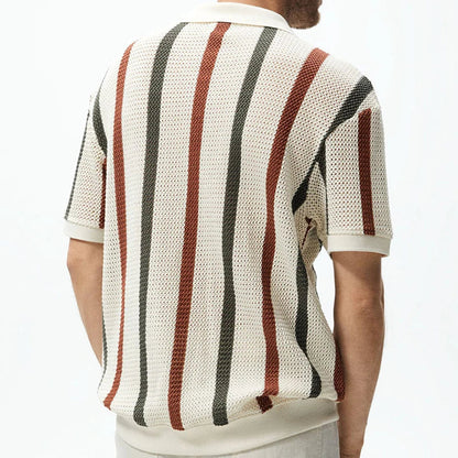 Polo Rayé Confortable pour Hommes | Style Polyvalent et Ample