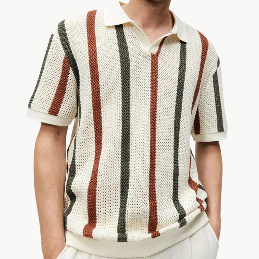 Polo Rayé Confortable pour Hommes | Style Polyvalent et Ample
