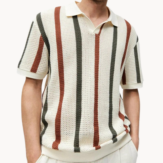 Polo Rayé Confortable pour Hommes | Style Polyvalent et Ample