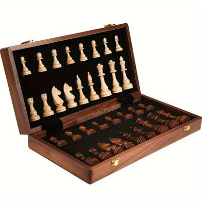Set d’Échecs en Bois Massif Premium – Échiquier Pliable