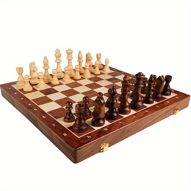 Set d’Échecs en Bois Massif Premium – Échiquier Pliable