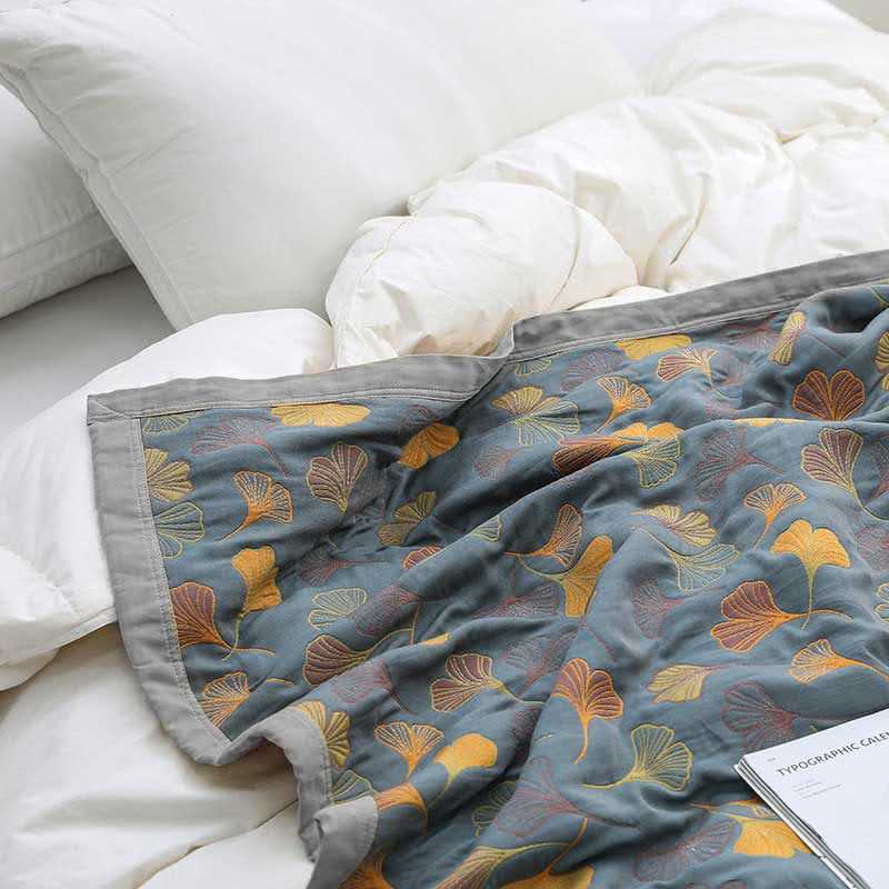 Linge de Lit en Coton Doux | Motif de Feuilles Élégant et Réversible