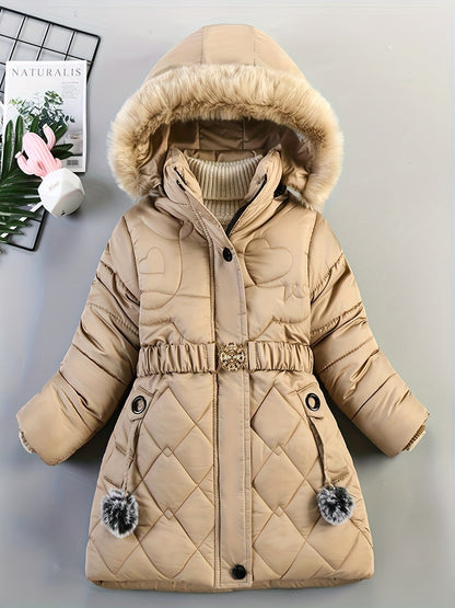 Manteau d'Hiver pour Filles | Douillet avec Capuche en Fausse Fourrure