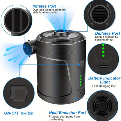 Pompe à Air Électrique Portable | Rechargeable et Légère pour Activités Extérieures