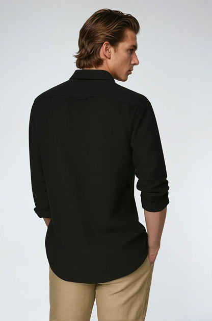 Chemise en Lin Noir pour Hommes | Élégance et Confort au Quotidien