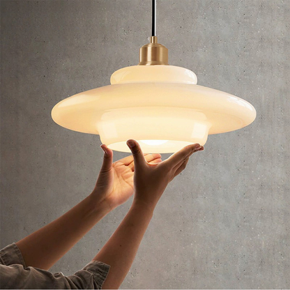 Pendentif en Verre Ivoire | Ambiance Sereine et Élégante
