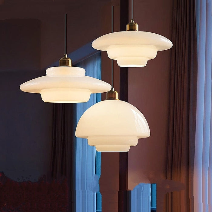 Pendentif en Verre Ivoire | Ambiance Sereine et Élégante