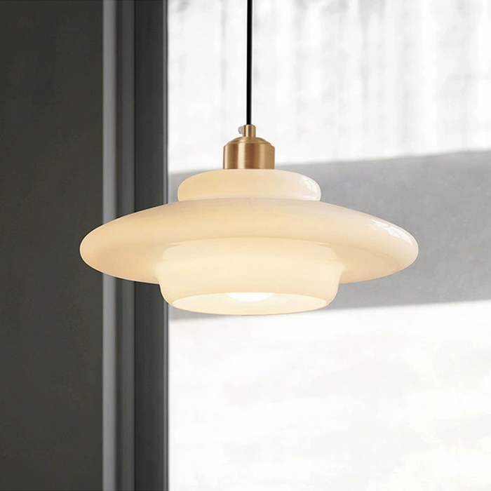 Pendentif en Verre Ivoire | Ambiance Sereine et Élégante