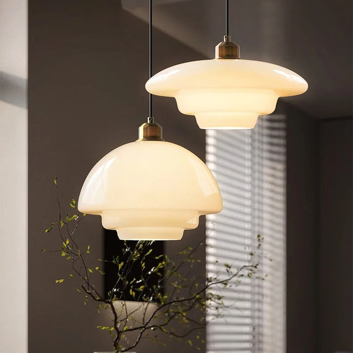 Pendentif en Verre Ivoire | Ambiance Sereine et Élégante