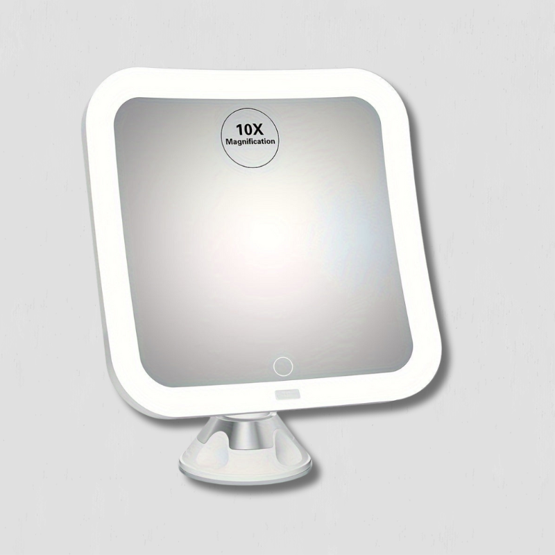 Miroir de Maquillage Éclairé 10X | Contrôle Tactile et Ventouse Pratique