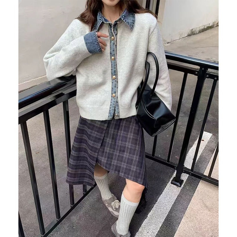 Pull en Tricot à Col V | Confort et Élégance en Denim