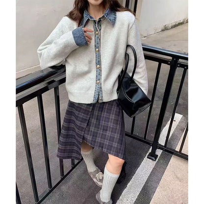 Pull en Tricot à Col V | Confort et Élégance en Denim