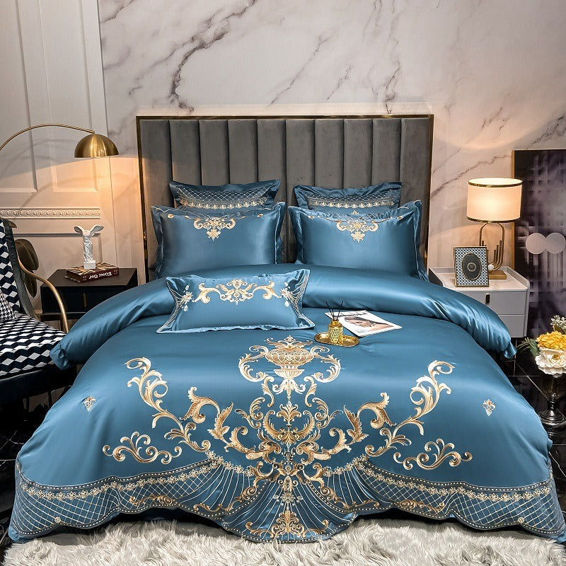 Housse de Couette en Coton Égyptien | Motif Sophistiqué Inspiré des Paons