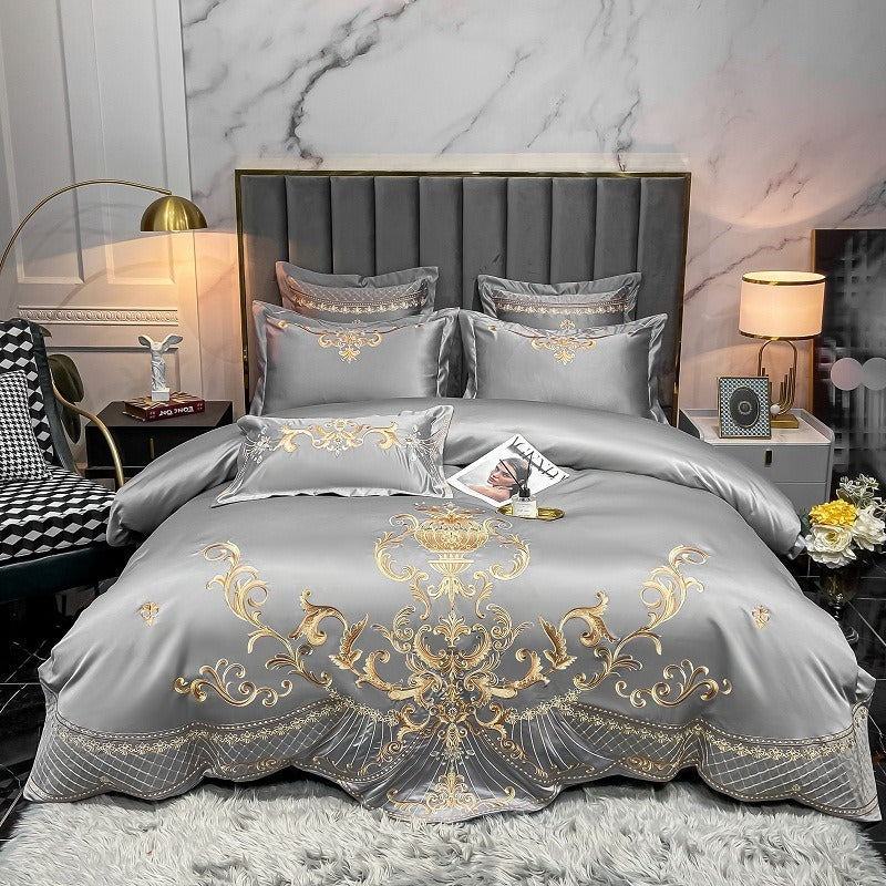 Housse de Couette en Coton Égyptien | Motif Sophistiqué Inspiré des Paons
