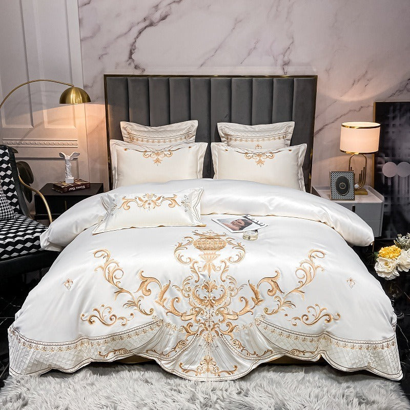 Housse de Couette en Coton Égyptien | Motif Sophistiqué Inspiré des Paons