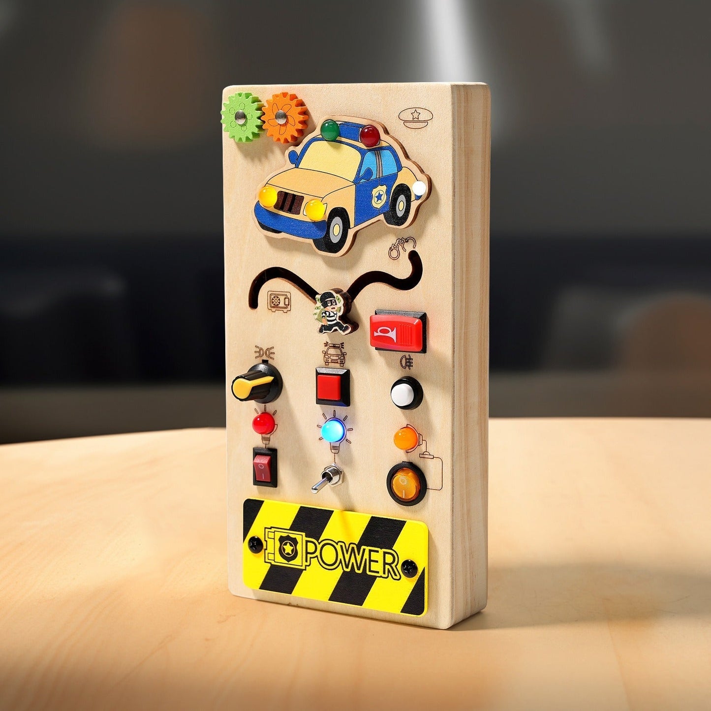 Tableau d'activité Montessori en Bois | Jouet Éducatif avec 15 Lumières LED