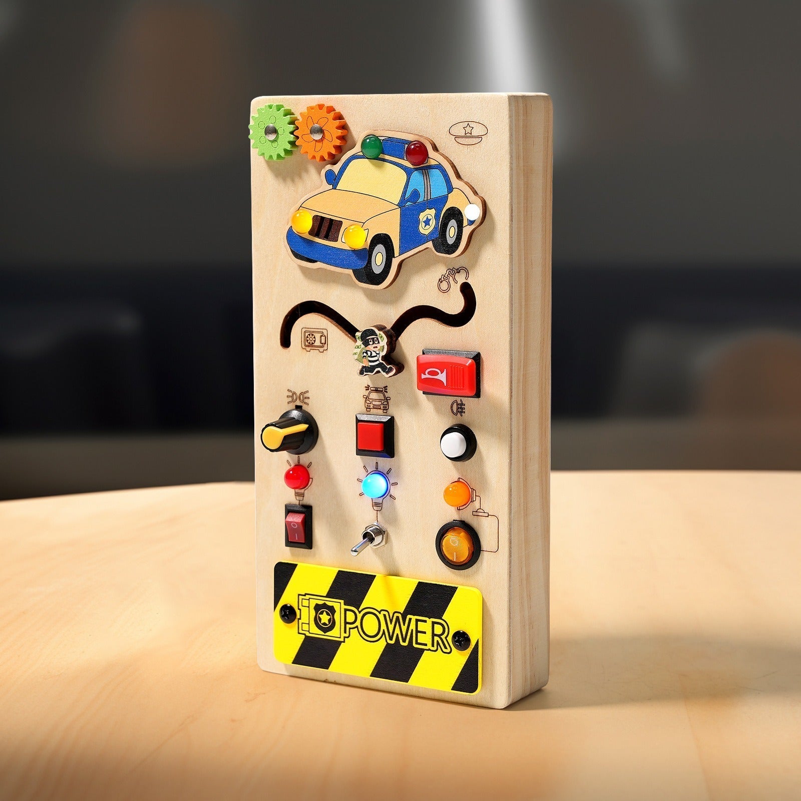 Tableau d'activité Montessori en Bois | Jouet Éducatif avec 15 Lumières LED
