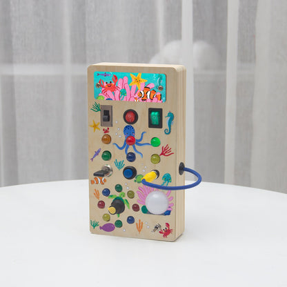 Tableau d'activité Montessori en Bois | Jouet Éducatif avec 15 Lumières LED