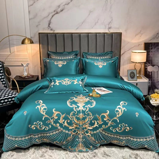 Housse de Couette en Coton Égyptien | Motif Sophistiqué Inspiré des Paons