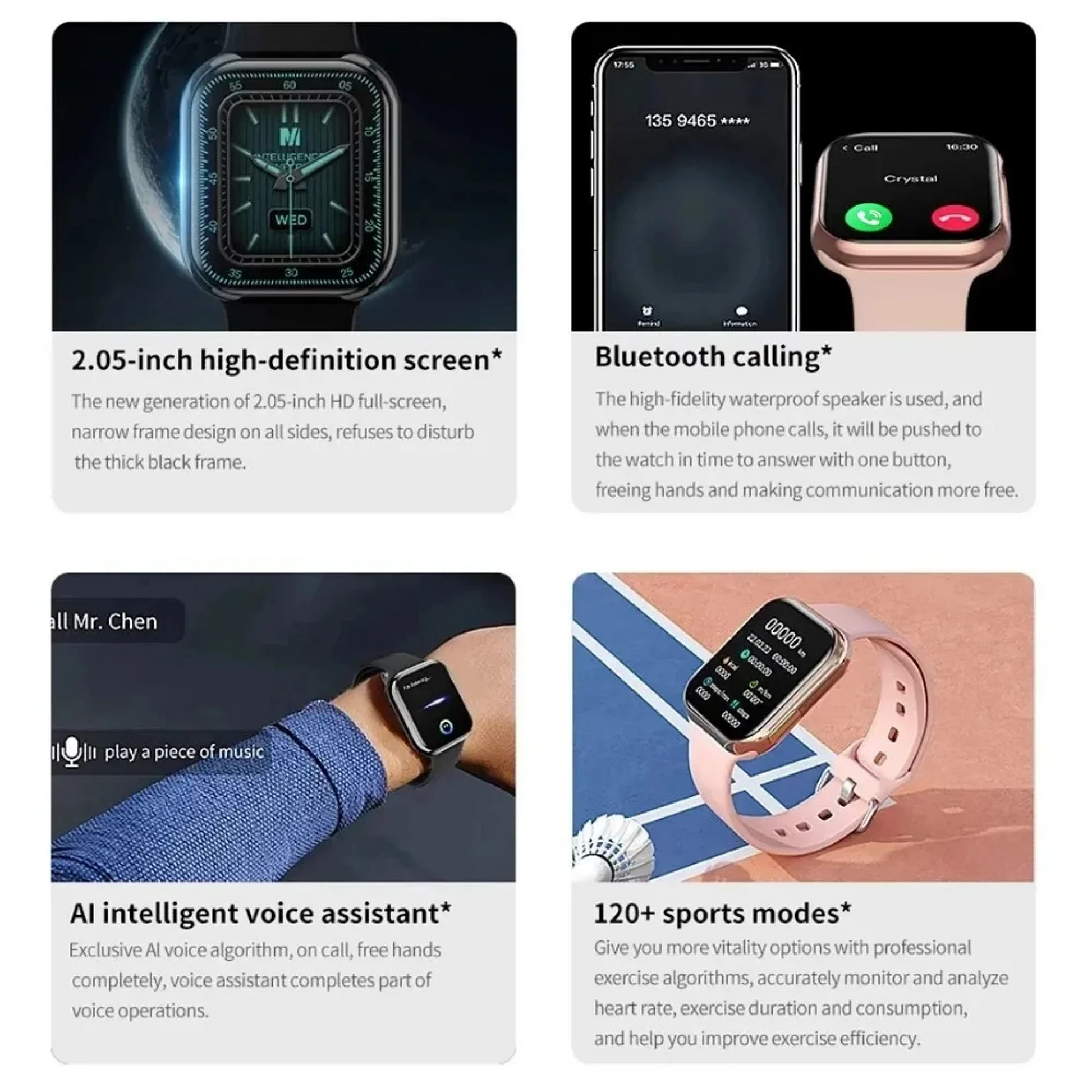 Montre Connectée Étanche IP68 | Écran AMOLED 1,9" et Suivi de Santé