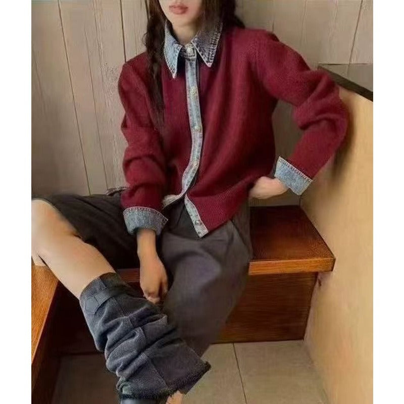 Pull en Tricot à Col V | Confort et Élégance en Denim