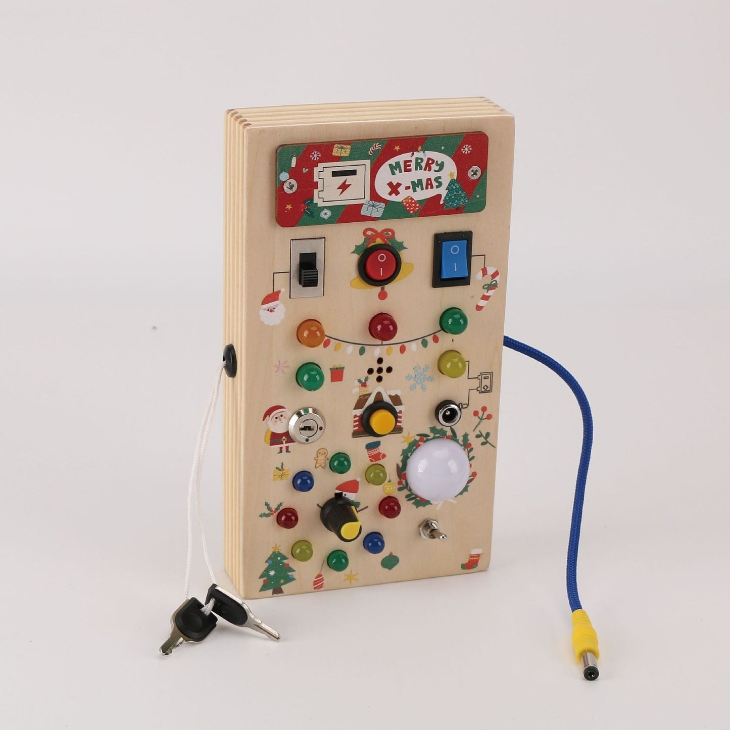 Tableau d'activité Montessori en Bois | Jouet Éducatif avec 15 Lumières LED