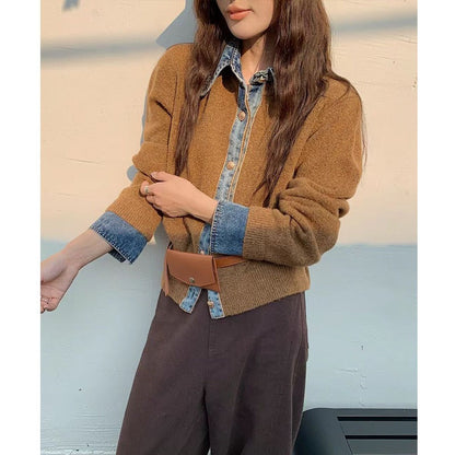 Pull en Tricot à Col V | Confort et Élégance en Denim