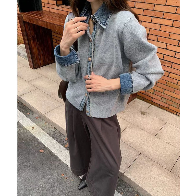 Pull en Tricot à Col V | Confort et Élégance en Denim