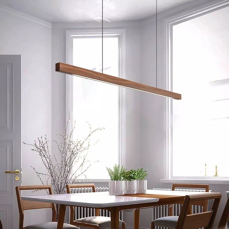 Luminaire Suspendu en Bois LED | Éclairage Élégant et Hauteur Réglable