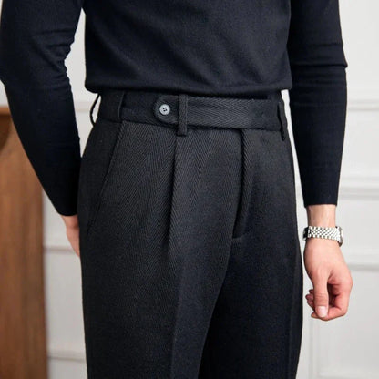 Pantalon en Laine Mérinos Noir | Élégance et Confort Luxueux