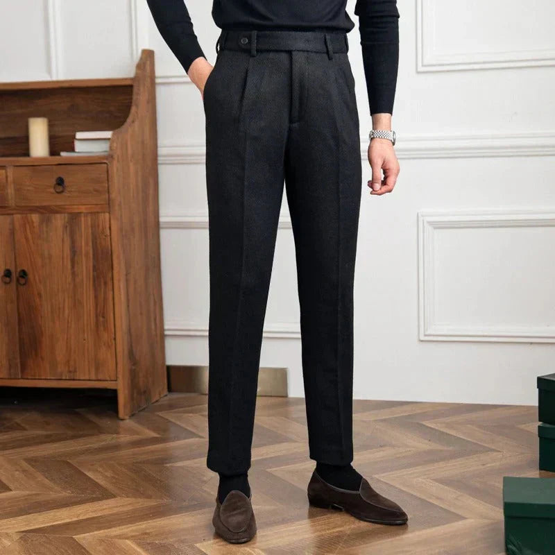Pantalon en Laine Mérinos Noir | Élégance et Confort Luxueux