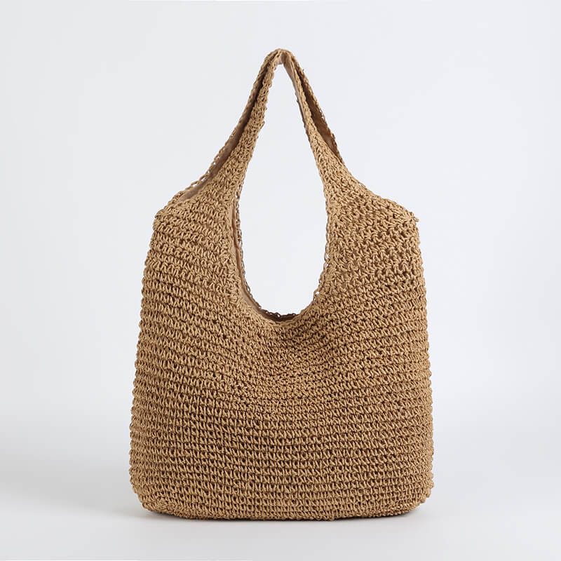 Sac de Plage en Paille Bohème | Rangement Spacieux et Élégant