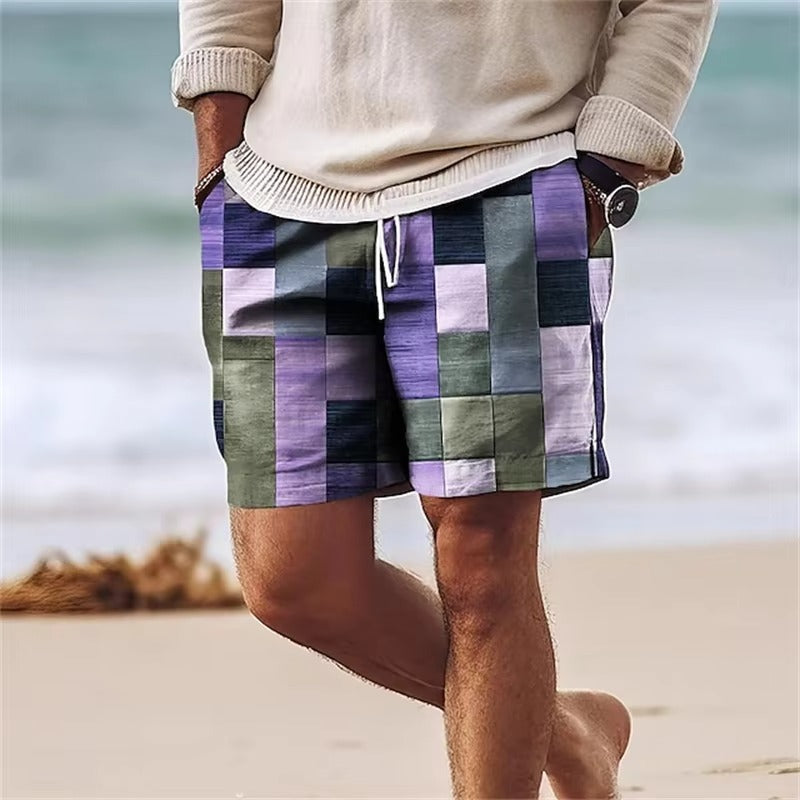 Shorts de Sport Rétro à Imprimé Hawaïen | Confort et Style Tropical pour l'Été