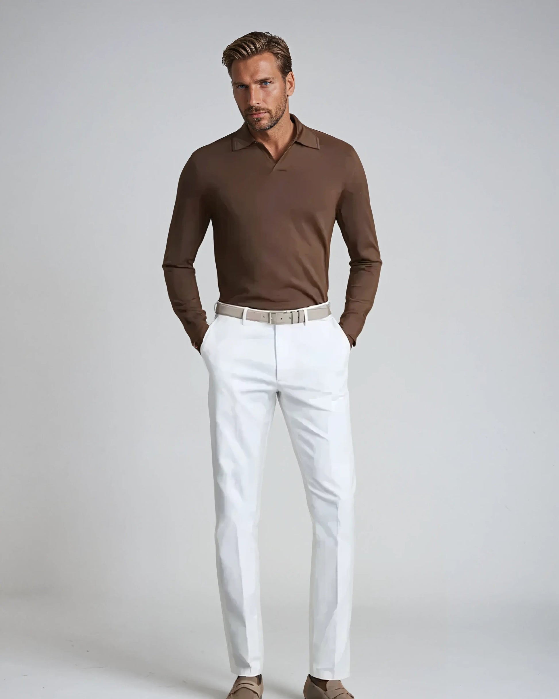 Chemise Polo Élégante à Manches Longues | Confort et Style Polyvalent pour Hommes