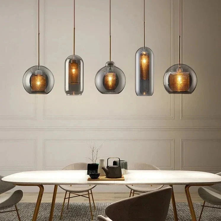 Luminaire Suspendu en Fer et Verre | Élégance Contemporaine pour Votre Espace