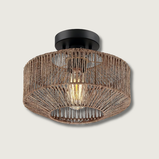Lampe Plafonnier en Rotin | Style Boho Chic et Élégant
