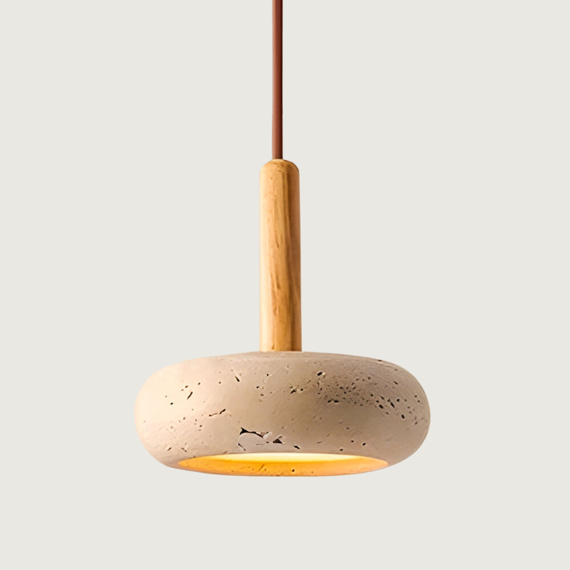 Lampe Suspendue en Travertin Jaune | Élégance et Charme Organique