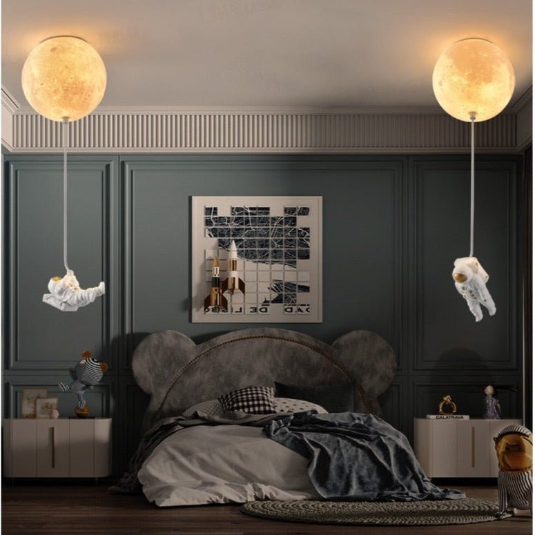 Lampe Spaceman en Forme de Lune | Ambiance Intergalactique pour Enfants