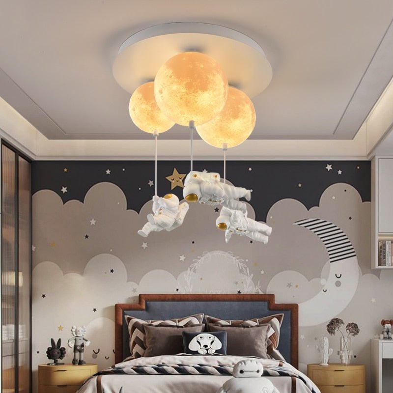 Lampe Spaceman en Forme de Lune | Ambiance Intergalactique pour Enfants