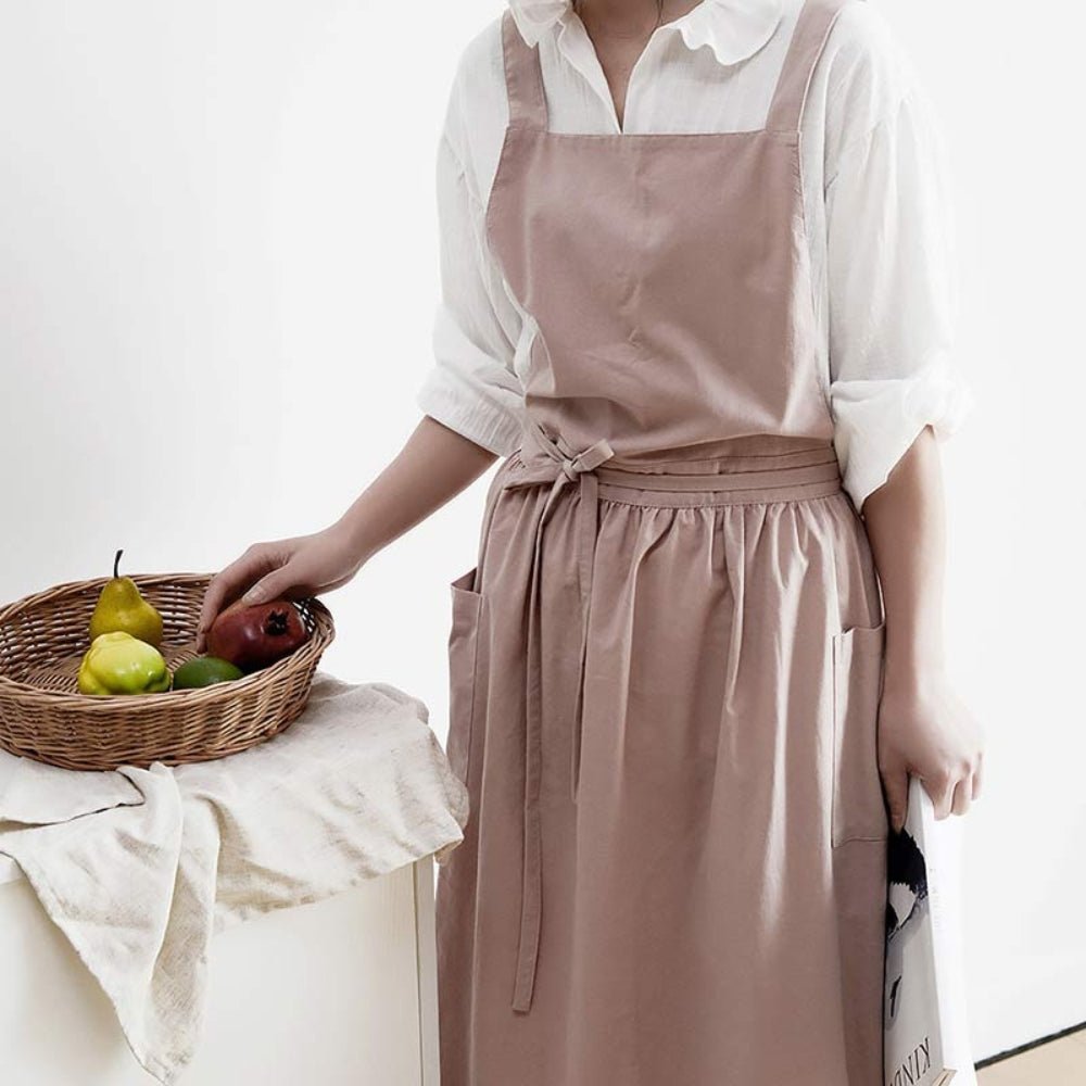 KITCHENFIT – Tablier en coton élégant avec poches de rangement pratiques