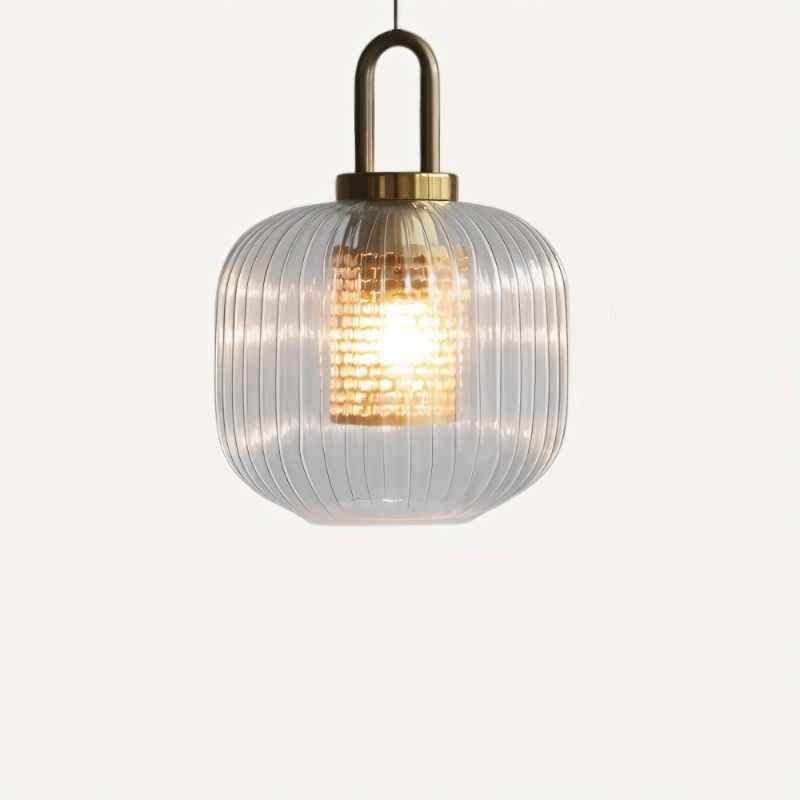 Luminaire Suspendu en Verre Rayé | Éclairage Élégant et Ambiance Chaleureuse