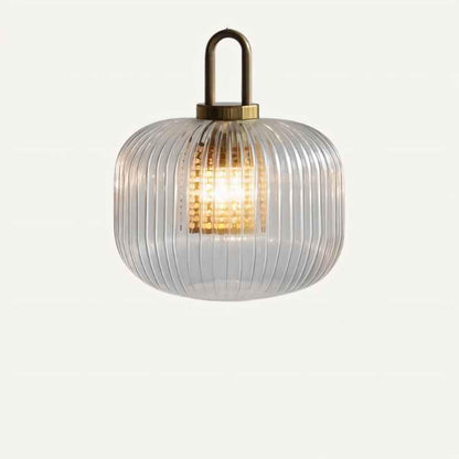 Luminaire Suspendu en Verre Rayé | Éclairage Élégant et Ambiance Chaleureuse