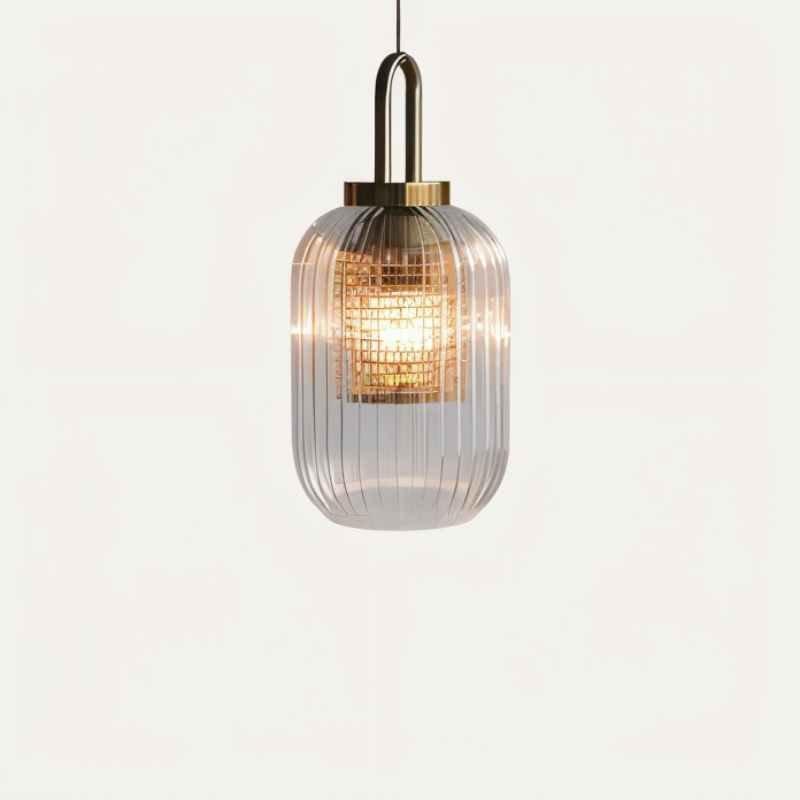 Luminaire Suspendu en Verre Rayé | Éclairage Élégant et Ambiance Chaleureuse